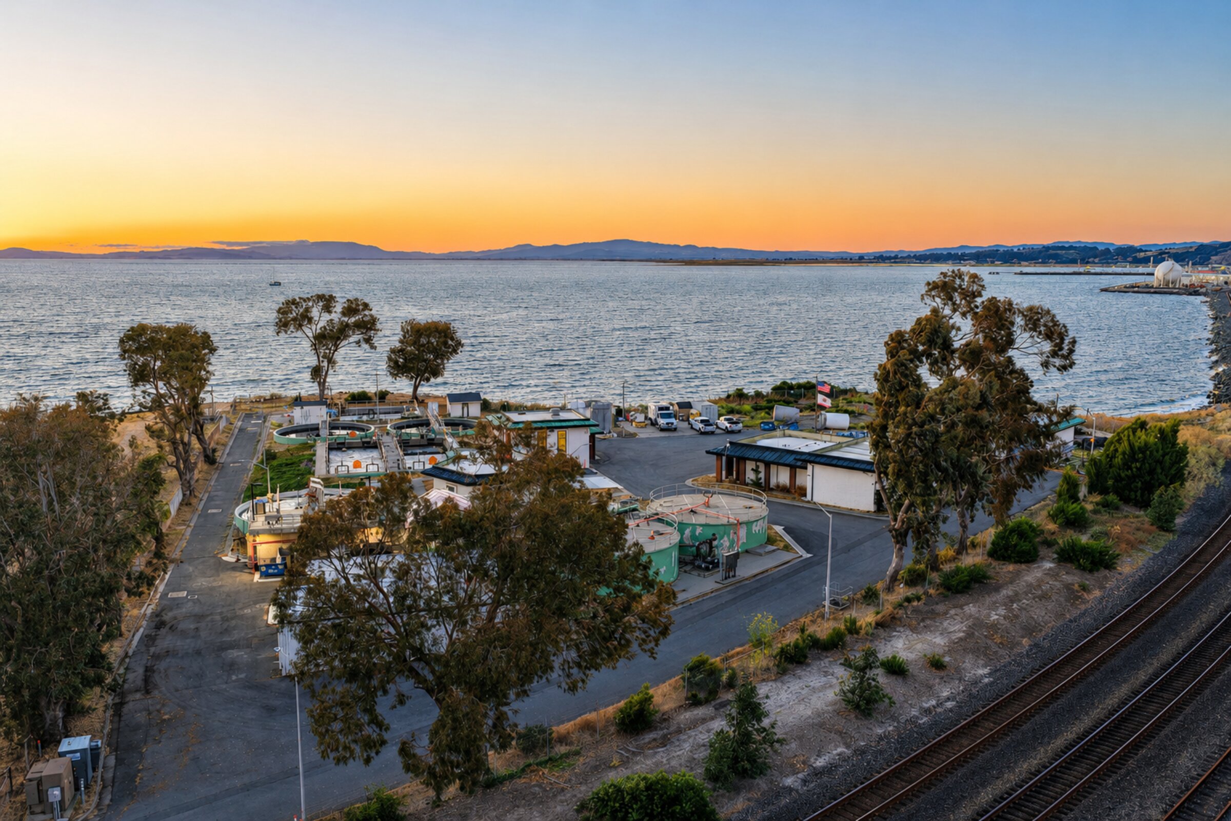 Refinery Aerial at Sunset — Bay Area
